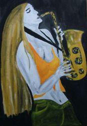 Saxofon hraje sólo (tempery)