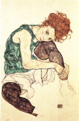 Egon Schiele: Sedící žena (Editha), 1917