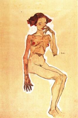 Egon Schiele: Sedící dívčí akt, 1910