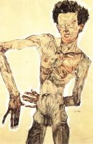 Egon Schiele: Autoportrét, akt, 1910