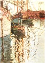 Egon Schiele: Plachetnice na vlnící se vodě, 1907
