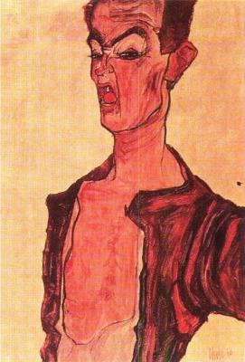 Egon Schiele: Šklebící se muž, 1910
