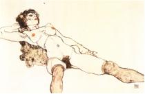 Egon Schiele: Ležící dívka s roztaženýma nohama, 1914