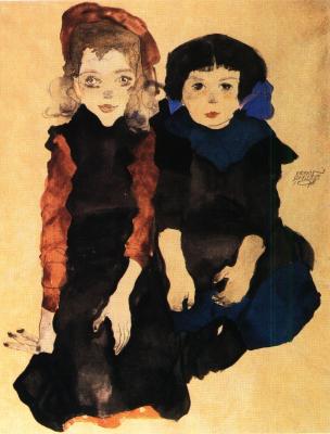 Egon Schiele: Dvě malá děvčátka, 1911