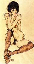 Egon Schiele: Sedící dívčí akt, 1914