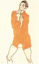 Egon Schiele: Autoportrét v košili, 1914