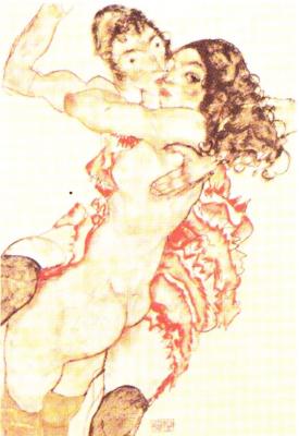 Egon Schiele: Dvě objímající se dívky, 1915