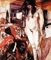 Model u proutěného křesla. Olej na plátně. 1919/21. 122,5&nbsp;&times;&nbsp;100. Munch-Museet, Oslo.