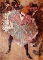 Tanec v Moulin Rouge. Olej, plátno. 1895. 298&nbsp;&times;&nbsp;316. Musée du Louvre, Paříž. Detail.