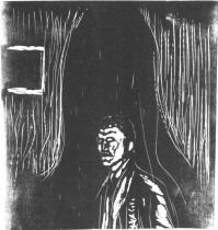 Autoportrét. Dřevořezba. 1906/08. 43,5 × 42.